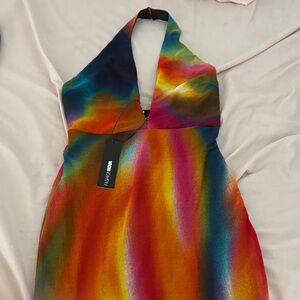 Fashion Nova Rainbow Backless Dress